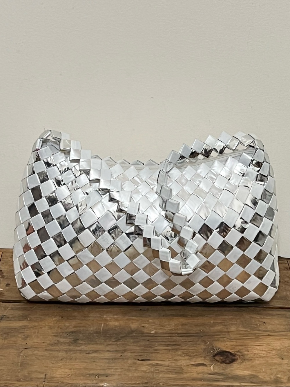 Y2K Handmade Candy Wrapper Shoulder Bag Glam Handwoven Vintage Chic Upcycled